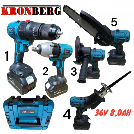 5IN1 UNELTE UNIVERSALE FĂRĂ FIR CU 5 CAPETE 36V 8,0AH KRAFT ROYAL ȘURUBELNIȚĂ CHEIE DE ȘURUBELNIȚĂ, FERĂSTRĂU SABIE, FIERĂSTRĂU DE CRENGI ȘI FLEX