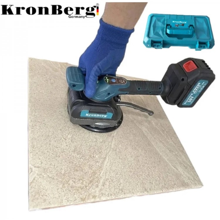 Ventuză vibratoare pentru gresie KRONBERG fără fir 36V 10AH 2 baterii în valiză 150kg Ventuză vibratoare pentru gresie KRONBERG fără fir 36V 10AH 2 baterii în valiză 150kg