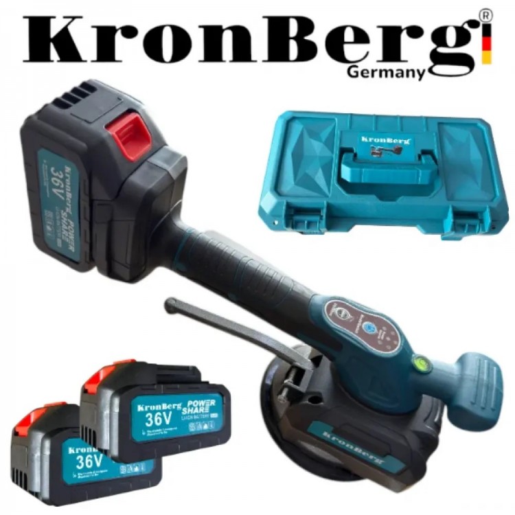 Ventuză vibratoare pentru gresie KRONBERG fără fir 36V 10AH 2 baterii în valiză 150kg Ventuză vibratoare pentru gresie KRONBERG fără fir 36V 10AH 2 baterii în valiză 150kg