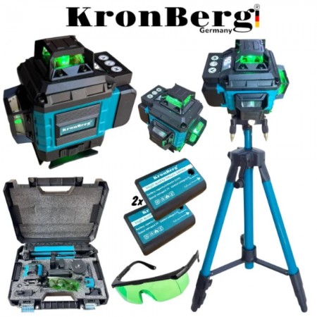 Nivelă laser 4D cu 16 linii și afișaj KRONBERG, 2 baterii și trusă