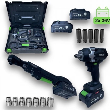 Set de scule fără fir 2 în 1: clichet de 1/2" și cheie de impact 1/2", STAHLMAYER