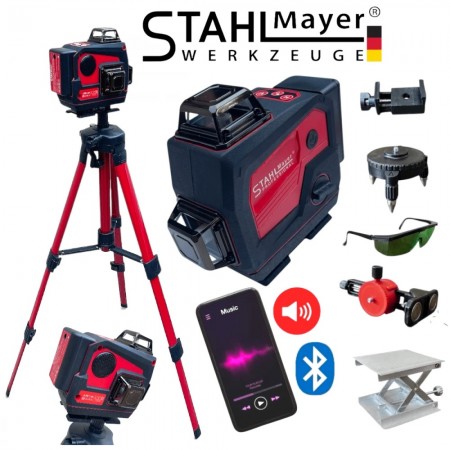 Nivelă laser 4D 16 linii 360° laser verde cu Bluetooth STAHLMAYER Profesional Bluetooth Music