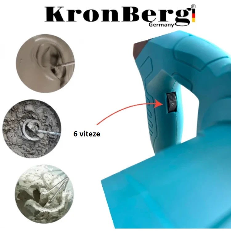 Malaxor de beton pentru construcții, pentru ciment, lipici, vopsea etc. KRONBERG 2400W 220V Malaxor de beton pentru construcții, pentru ciment, lipici, vopsea etc. KRONBERG 2400W 220V