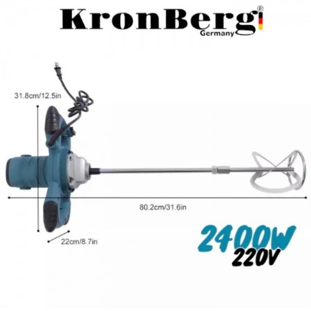 Malaxor de beton pentru construcții, pentru ciment, lipici, vopsea etc. KRONBERG 2400W 220V