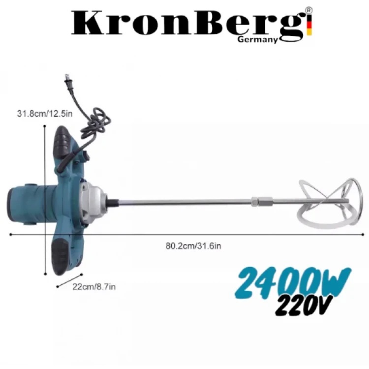 Malaxor de beton pentru construcții, pentru ciment, lipici, vopsea etc. KRONBERG 2400W 220V Malaxor de beton pentru construcții, pentru ciment, lipici, vopsea etc. KRONBERG 2400W 220V