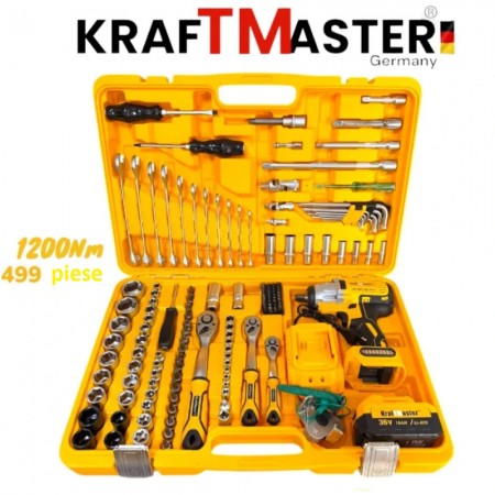 Cheie deimpact mare profesională fără fir, fără perii, 1200Nm, puternică, 36V, 8.0AH + 499 piese într-o cutie KRAFTMASTER + cadou 500 de bucăți de Coliere tip Bride Fasete (soricei) Cheie deimpact mare profesională fără fir, fără perii, 1200Nm, puternică, 36V, 8.0AH + 499 piese într-o cutie KRAFTMASTER + cadou 500 de bucăți de Coliere tip Bride Fasete (soricei)