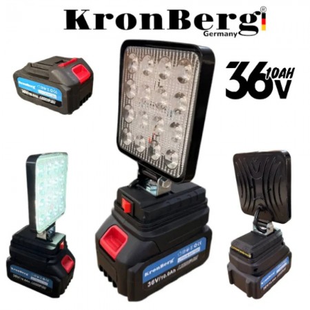 Reflector LED reîncărcabil 36V 10AH Lampă de lucru KRONBERG