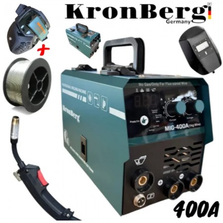 Aparat de sudura invertor cu rola de sarma 400A 2 în 1 Echipament de sudură KRONBERG 2 în 1 si mască solara