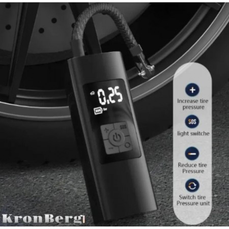 Compresor de anvelope fără fir cu afișaj, fără fir cu lanternă, încărcător extern KRONBERG 150 PSI 3 în 1 Compresor de anvelope fără fir cu afișaj, fără fir cu lanternă, încărcător extern KRONBERG 150 PSI 3 în 1