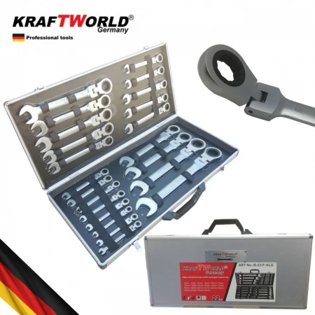 SET DE CHEI CU CLICHET DE LA 6MM LA 32MM 22 PIESE ÎN TRUSĂ METALICĂ KRAFTROYAL