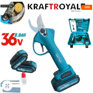 Foarfecă pentru viță de vie, cu 2 acumulatori 36V, 8Ah, KraftRoyal