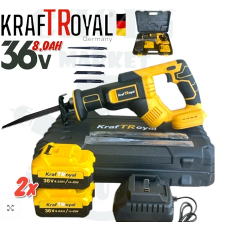 FERĂSTRĂU SABIE GERMAN FĂRĂ FIR KRAFT ROYAL CU 2 BATERII 36V 8AH + CADOU 4 LAME