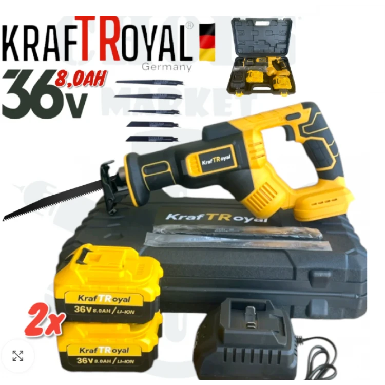 FERĂSTRĂU SABIE GERMAN FĂRĂ FIR KRAFT ROYAL CU 2 BATERII 36V 8AH + CADOU 4 LAME