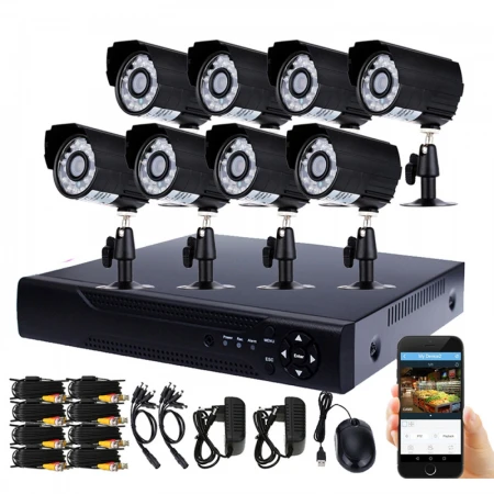 SISTEM HD CU 8 CAMERE CCTV SET COMPLET DE SUPRAVEGHERE VIDEO