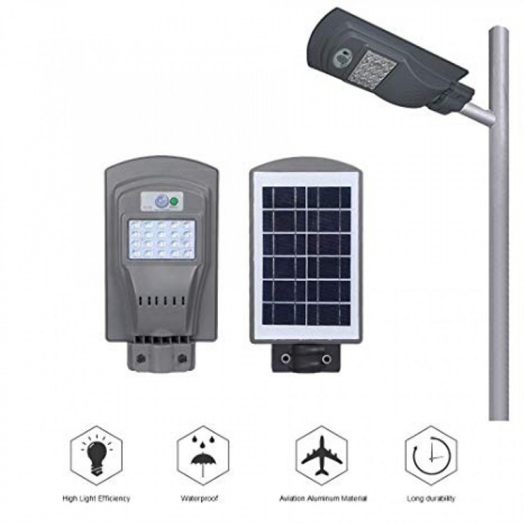 20W LAMPĂ SOLARĂ EXTERIOARĂ CU LED-URI ȘI CU SENZOR DE CĂLDURĂ POTRIVITĂ PENTRU ILUMINATUL STRADAL