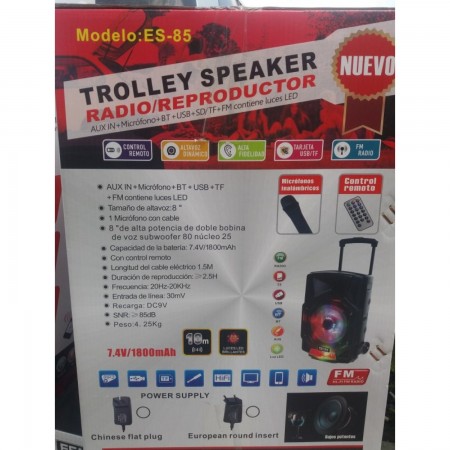 DIFUZOR KARAOKE ES-85 CU BLUETOOTH ȘI MICROFON CU FUNCȚIE DE MUZICĂ COLORATĂ DIFUZOR KARAOKE ES-85 CU BLUETOOTH ȘI MICROFON CU FUNCȚIE DE MUZICĂ COLORATĂ