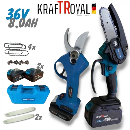 2 ÎN 1 FERĂSTRĂU FĂRĂ FIR ȘI MINI LOPĂTAR FĂRĂ PERII 3 36V 8AH KRAFTROYAL
