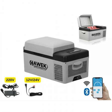Frigider portabil cu compresor HAWEK 20L – 12V / 24V / 220V | Răcire și congelare oriunde, model: C20