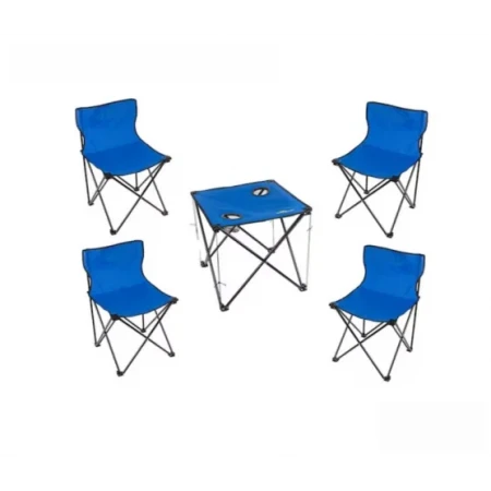 Masă de camping pliabilă cu 4 scaune, structura metalică