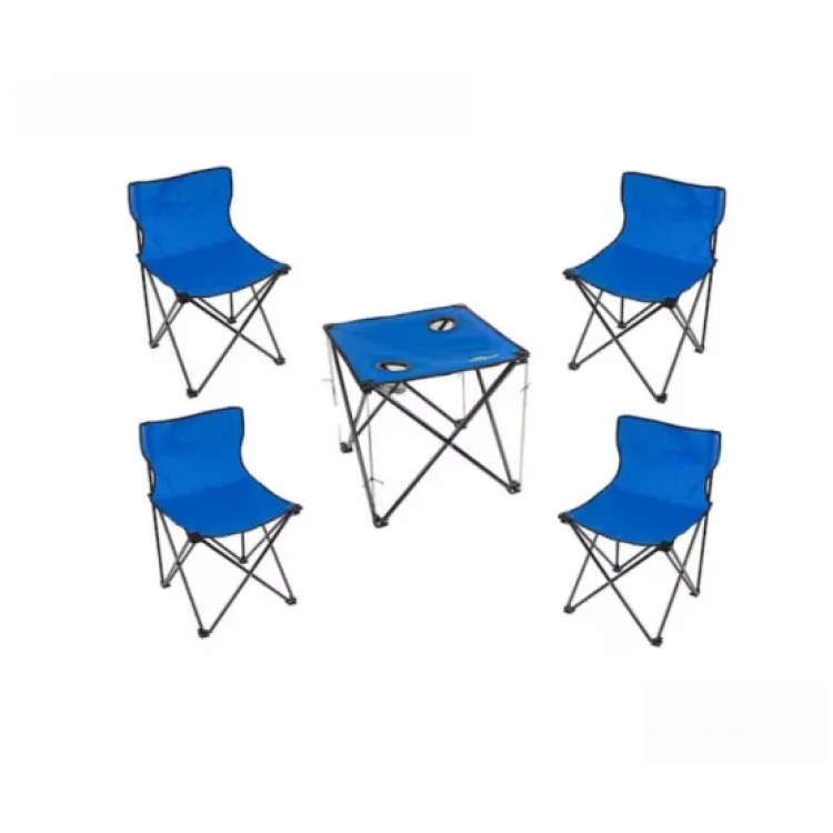Masă de camping pliabilă cu 4 scaune, structura metalică Masă de camping pliabilă cu 4 scaune, structura metalică