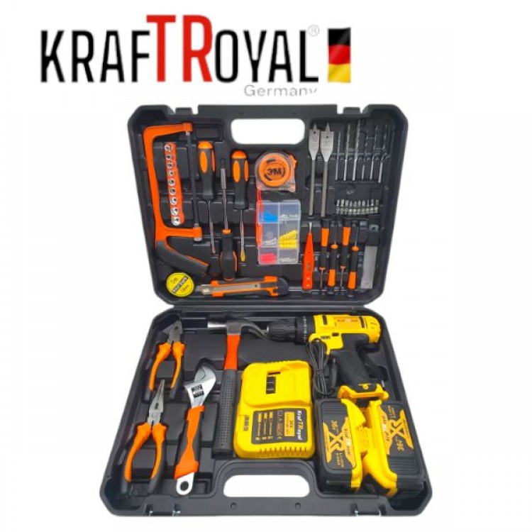 MAȘINA DE GAURIT SI INȘURUBAT CU PERCUȚIE KRAFTROYAL XR 111 ACCESORII,2 ACUMULATORI,36V,8AH MAȘINA DE GAURIT SI INȘURUBAT CU PERCUȚIE KRAFTROYAL XR 111 ACCESORII,2 ACUMULATORI,36V,8AH