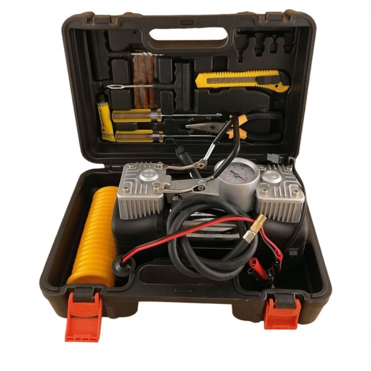 Set de asistență rutieră – compresor pentru anvelope , furtun de aer și scule Set de asistență rutieră – compresor pentru anvelope , furtun de aer și scule