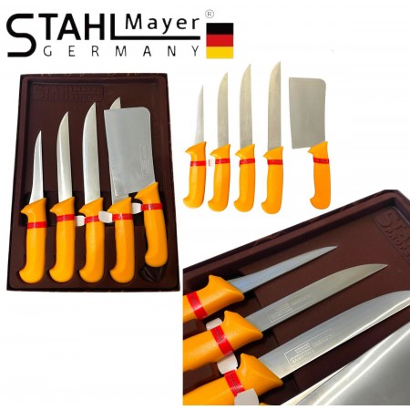 Set de cuțite și satâr profesionale de măcelar 5 piese STAHLMAYER Exclusiv + Cadou