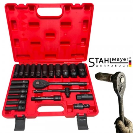 Chei tubulare de impact  adânci 1/2, 23 bucăți STAHLMAYER
