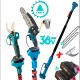 Foarfecă fără fir cu tijă, cu afișaj și ferăstrău pentru tăiat crengi, cu ungere automată, 36V 8AH, set 3 în 1 fără perii + lamă de rezervă