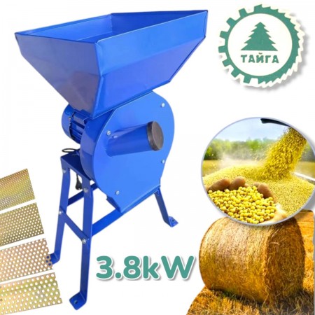 Moara electrica pentru furaj ruseasca, TYGA, 3.8kW , cu 4 site, cu suport
