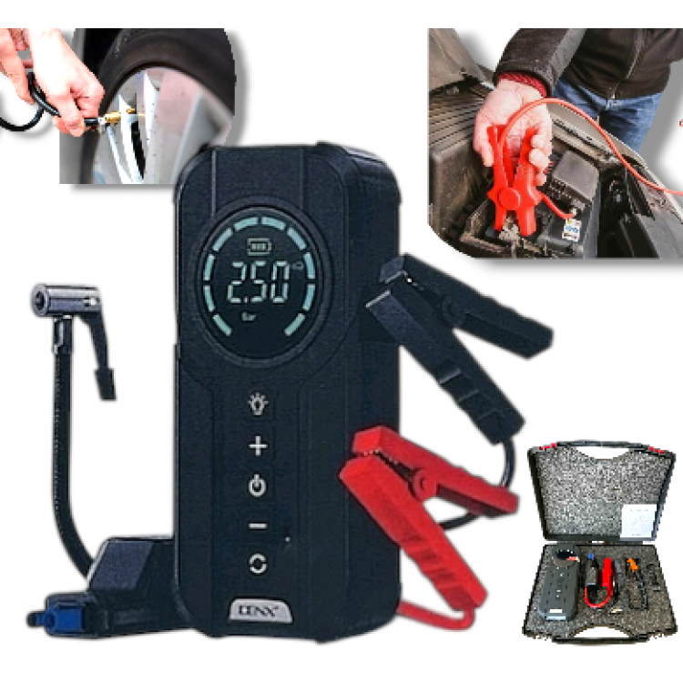 Baterie externa 4 în 1 compresor pentru încărcarea anvelopelor și posibilitatea de a furniza curent bateriei, JUMP STARTER Baterie externa 4 în 1 compresor pentru încărcarea anvelopelor și posibilitatea de a furniza curent bateriei, JUMP STARTER