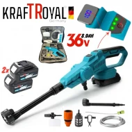 Aparat de splat cu presiune, cu motor fara perii, fara fir, 6 in 1, 36 V, 8,0 Ah, KRAFTROYAL, 200 bar, 3500 W, cu afisaj, pulverizator cu 6 duze, 2 baterii