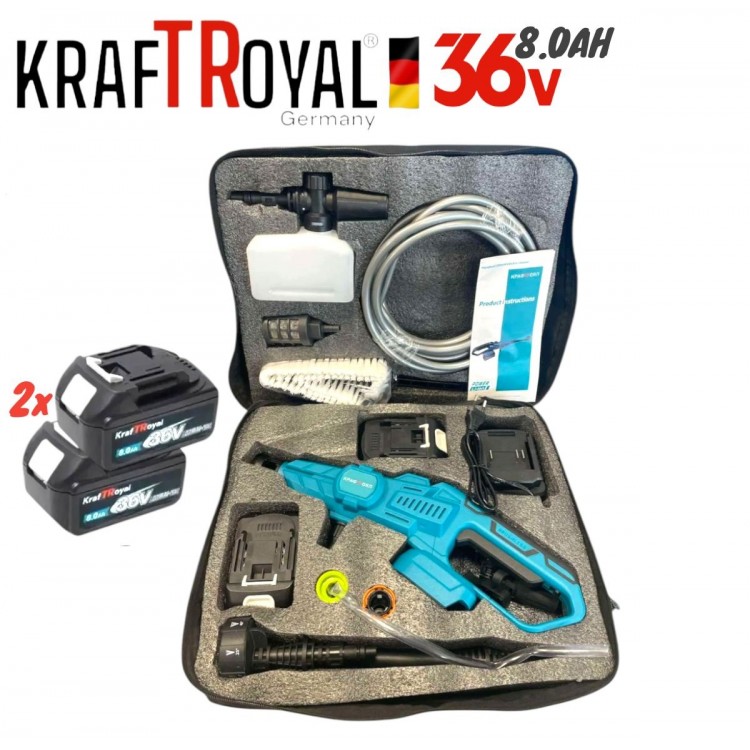 Aparat de splat cu presiune, cu motor fara perii, fara fir, 6 in 1, 36 V, 8,0 Ah, KRAFTROYAL, 200 bar, 3500 W, cu afisaj, pulverizator cu 6 duze, 2 baterii Aparat de splat cu presiune, cu motor fara perii, fara fir, 6 in 1, 36 V, 8,0 Ah, KRAFTROYAL, 200 bar, 3500 W, cu afisaj, pulverizator cu 6 duze, 2 baterii