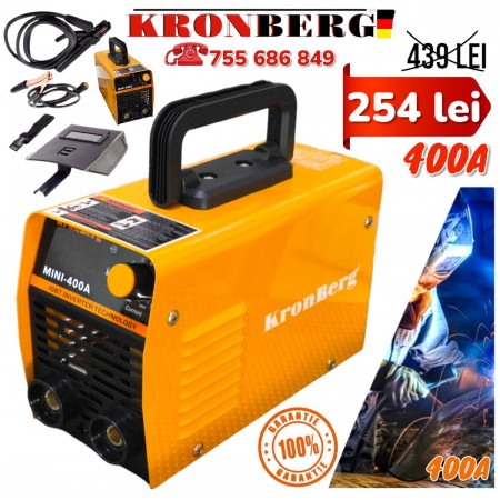 INVERTOR ELECTRIC 400A CU AFIȘAJ INVERTOR KRONBERG IGBN până la 5 mm Aparat de sudură + SET MASCA CIOCAN ȘI PERII 2025.