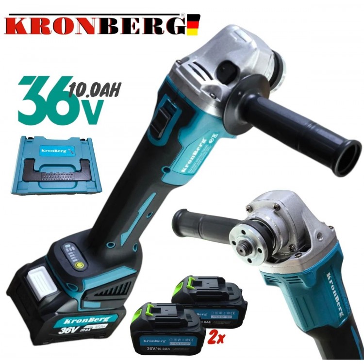 Polizor unghiular fără fir KRONBERG 36V 10AH 2 baterii 125mm Polizor unghiular fără fir