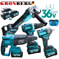 4 în 1 ȘURUBELNIȚĂ CU IMPACT, POLIZOR UNGHIAR ȘI MAȘINĂ DE GĂURIT CU ACUMULATOR, SET DE SCULE FĂRĂ ACUMULATOR KRONBERG, 3 BATERII