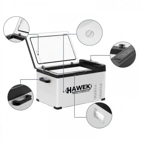 Frigider portabil cu compresor HAWEK 40L – 12V / 24V / 220V | Răcire și congelare oriunde, model: C40