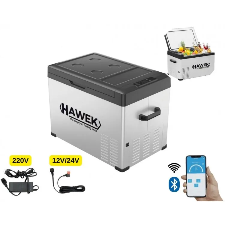 Frigider portabil cu compresor HAWEK 40L – 12V / 24V / 220V | Răcire și congelare oriunde, model: C40