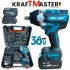 Cheie de impact fără fir combinată, mare, motor fără perii, 1/2" 36V 8.0AH, cu 25 de piese  KRAFTMASTER
