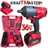 Cheie mare fără fir 1/2 36V 8Ah KRAFTMASTER cu 25 de piese, 2 baterii și încărcător în trusă