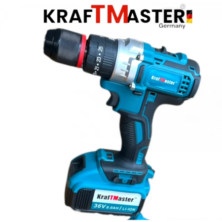 Cheie de impact și șurubelniță fără fir, fără perii, 36V 8AH, într-o cutie KRAFTMASTER Cheie de impact și șurubelniță fără fir, fără perii, 36V 8AH, într-o cutie KRAFTMASTER