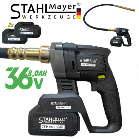 Vibrator de beton fără fir STAHLMAYER 36V, cu 2 baterii și încărcător