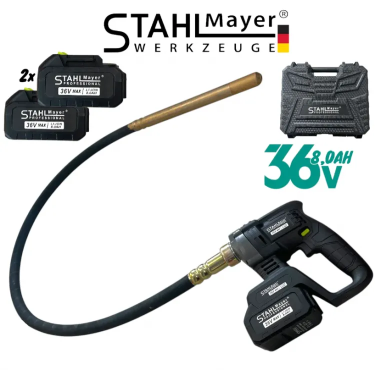 Vibrator de beton fără fir STAHLMAYER 36V, cu 2 baterii și încărcător Vibrator de beton fără fir STAHLMAYER 36V, cu 2 baterii și încărcător