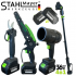 Set 4 în 1 Suflantă de frunze fără fir Foarfecă de grădinărit Foarfecă de tăiat crengi 25 cm 8" (Lubrifiere automată a lanțului) Tijă telescopică STAHLMAYER 36V 8.0AH