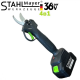 Set de grădină profesional 4 în 1 STAHLMAYER Foarfecă de grădinărit 36V, tăietor de crengi, trimmer pentru tuns iarba fără fir și pistol suflanta turbo 36V 8.0AH, 2 baterii