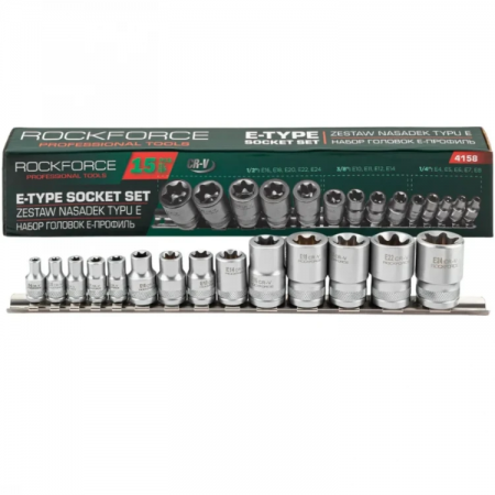 Set biți profesionale E-Torx 14 piese E4–E24 ROCKFORCE