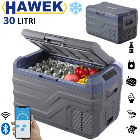 Frigider portabil cu congelator și compresor 12V/24V 100/220V 30 litri HAWEK, NL30 Frigider portabil cu congelator și compresor 12V/24V 100/220V 30 litri HAWEK, NL30