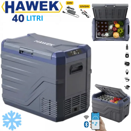 Frigider/congelator portabil cu compresor 12V/24V 100/220V 40 litri HAWEK, NL40 Frigider/congelator portabil cu compresor 12V/24V 100/220V 40 litri HAWEK, NL40
