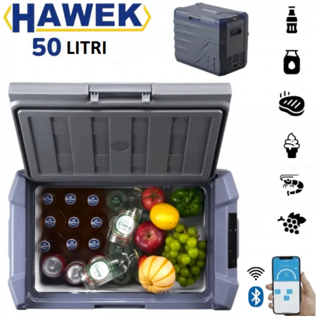 Frigider congelator portabil cu compresor 12V/24V 100/220V 50 litri HAWEK, NL50 Frigider congelator portabil cu compresor 12V/24V 100/220V 50 litri HAWEK, NL50