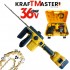 Ferăstrău cu lanț fără fir pentru crengi și lemn KRAFTMASTER 36V 10 AH 30cm 2 baterii (lubrifiere automată) cu afișaj albastru și galben